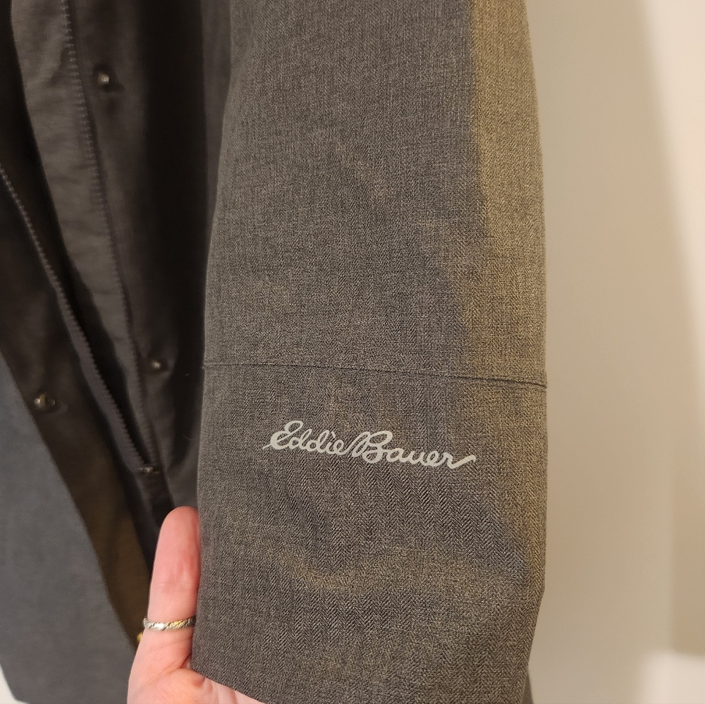 Eddie Bauer Women's Gray Waterproof Hooded Trench Coat XL - Picture 5 of 15